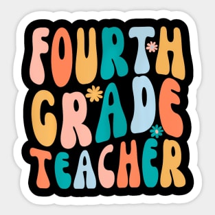 Fourth Grade Teacher Groovy Design 4Th Grade Teaching Sticker